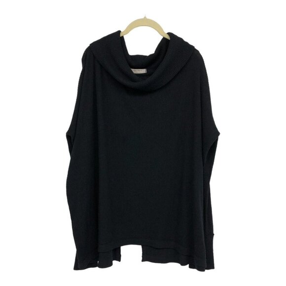 Free People Black Juicy Black Ribbed Knit Cowl Neck Tunic Top size XS - Picture 2 of 16